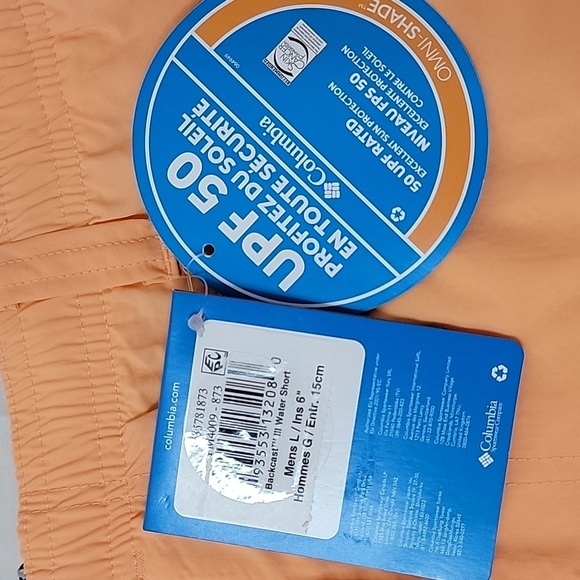 Men's Columbia Backcast III Swim Water Shorts, Bright Nectar, Large, NWT - Picture 5 of 7